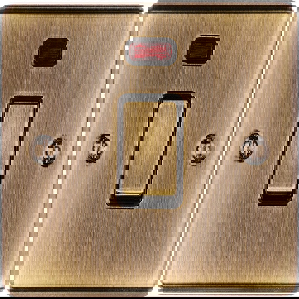 1 Gang 20A Single Light Switch & Neon - ANTIQUE BRASS & BLACK TRIM 2 Way Rocker