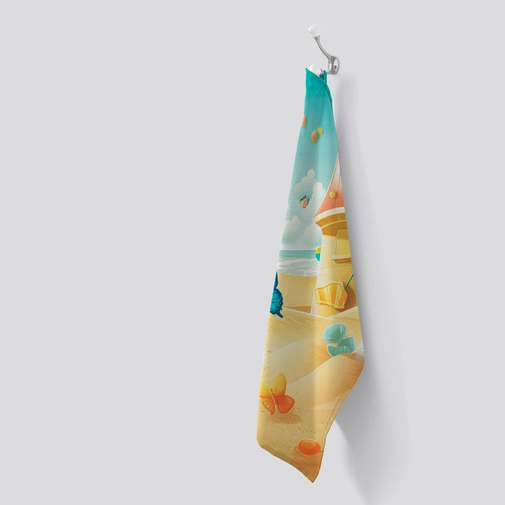 Warren Reed Butterflies On A Beach Holiday Tea Towel