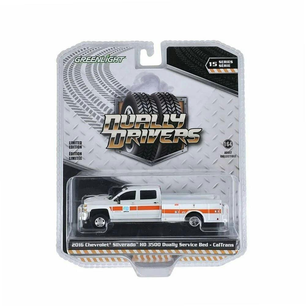 MCSlots 2016 Chevrolet Silverado 3500 HD Dually Service Bed Caltrans 1:64 Greenlight 46150C