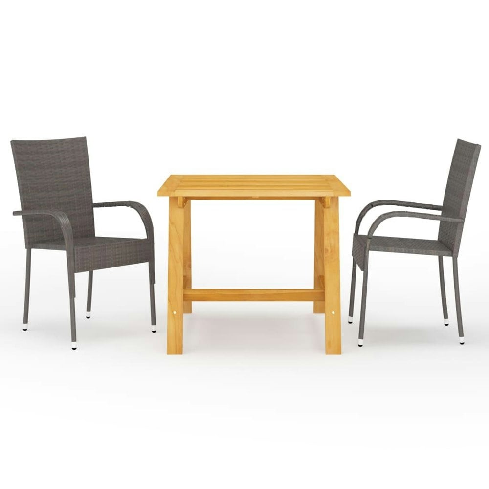 Berkfield 3 Piece Garden Dining Set Brown