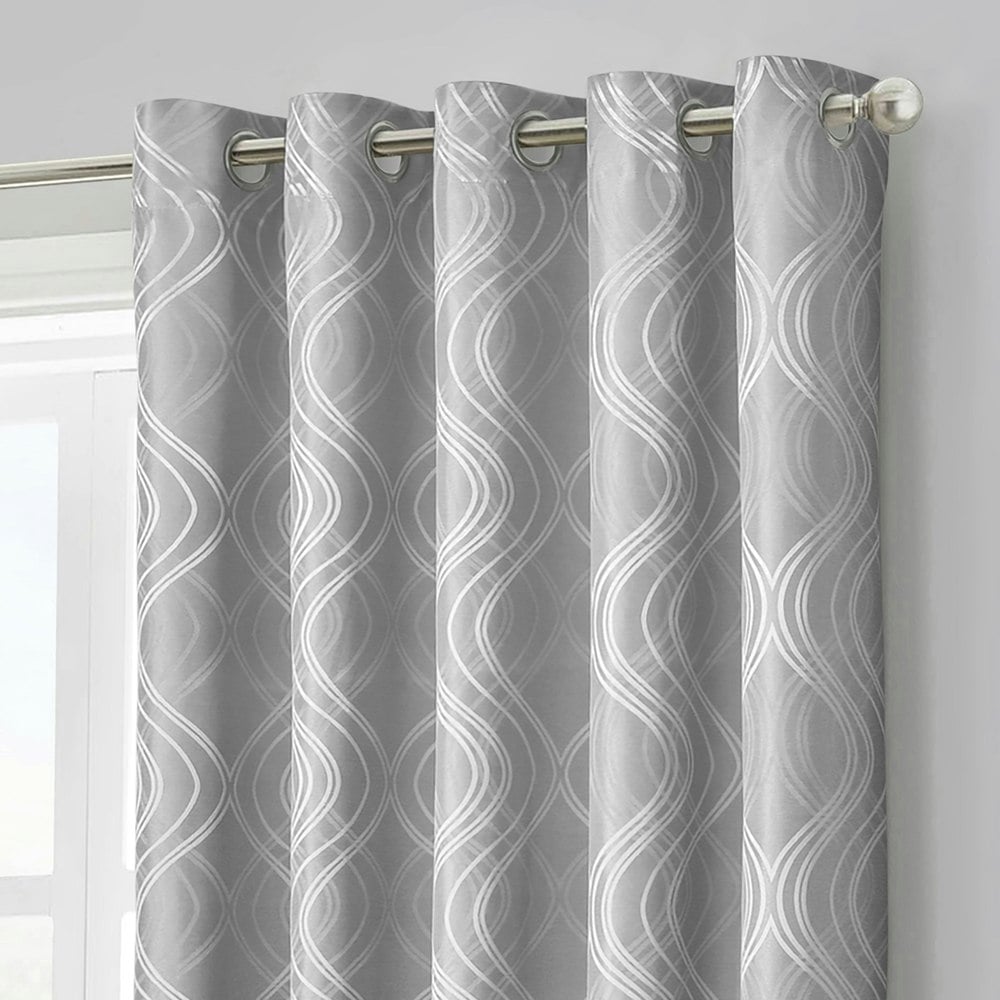 Velosso Clarissa Jacquard Ready Made Eyelet Curtains - 168cm x 137cm
