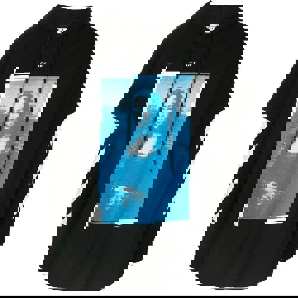 Off-White Blue Monalisa Double Tee Skate Fit Black Hoodie L