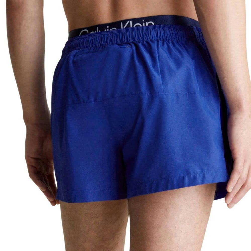 Calvin Klein Mens Double Waist Detail Swim Shorts - Blue