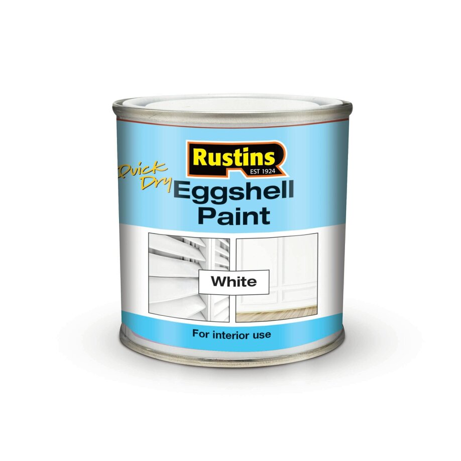 Rustins Quick Dry Eggshell Paint - 250ml - White - Satin