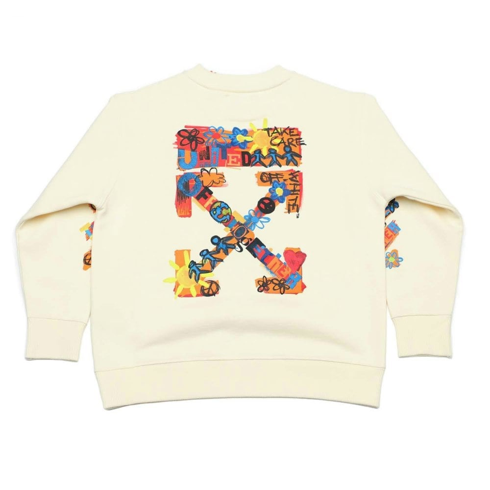 Off White Childrens/Kids Crew Neck Sweatshirt - White/Orange