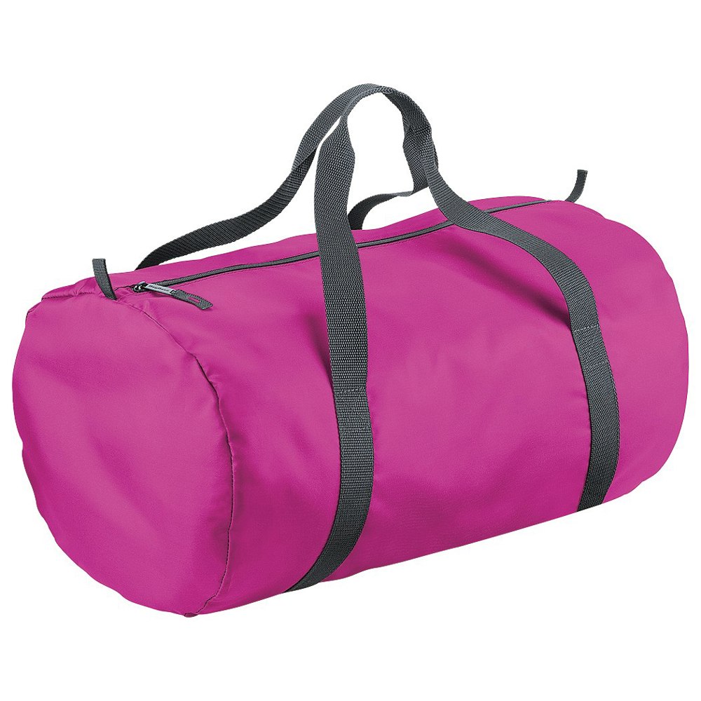 BagBase Packaway Barrel Bag / Duffle Water Resistant Travel Bag (32 Litres) (Pack of 2) - Fuchsia