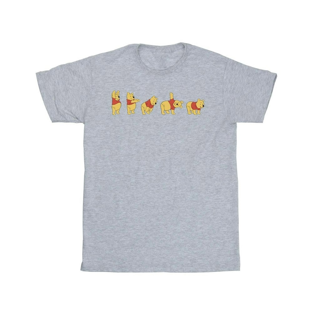 Disney Mens Winnie The Pooh Stretching T-Shirt - Sports Grey
