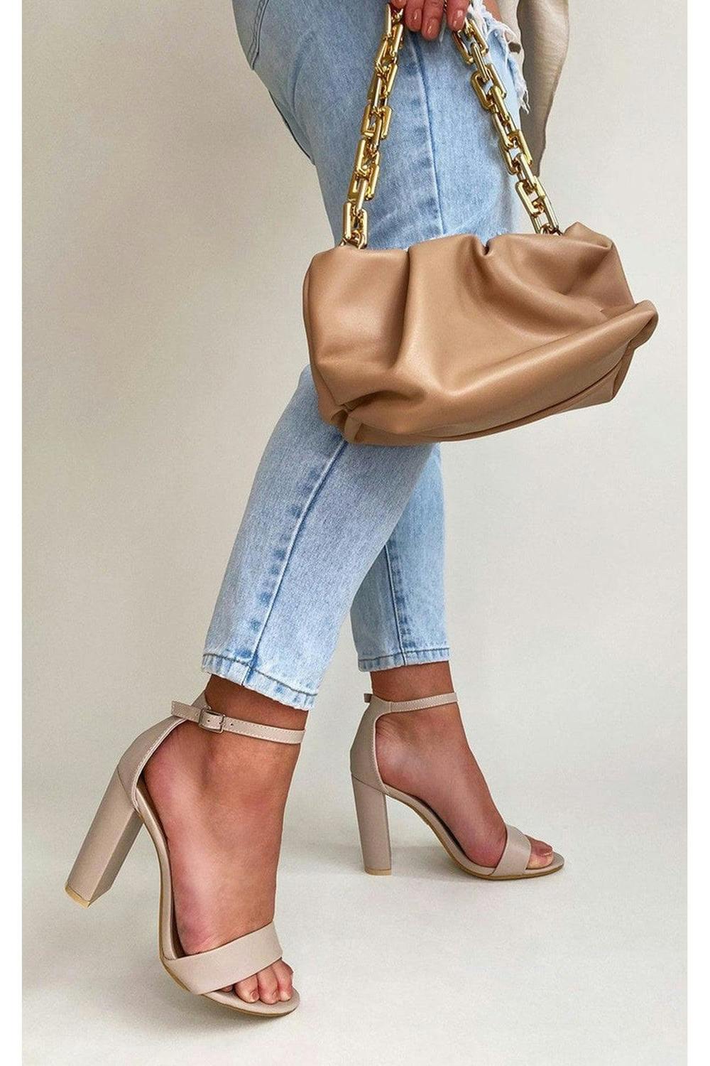 Maja Party Block High Heels - Nude