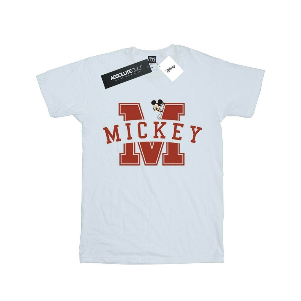 Disney Mens Mickey Mouse Letter Peak T-Shirt - White