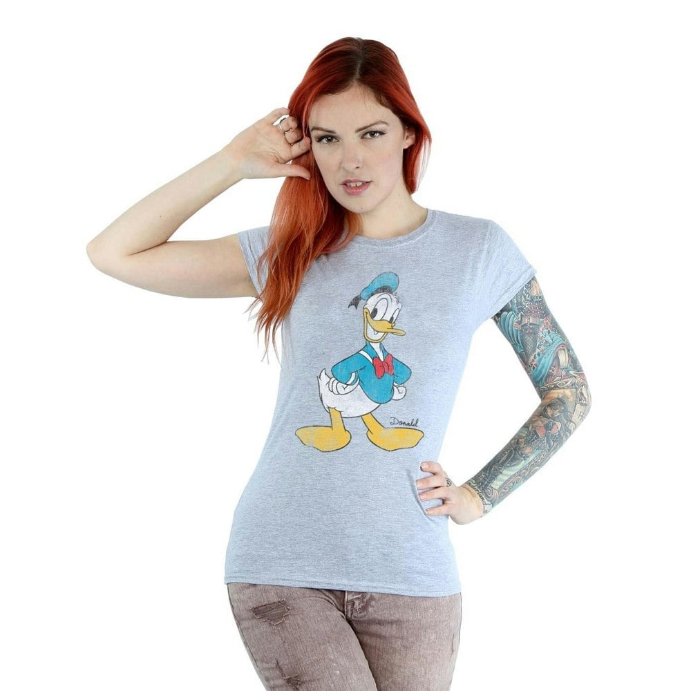 Disney Womens/Ladies Classic Donald Duck Cotton T-Shirt - Heather Grey