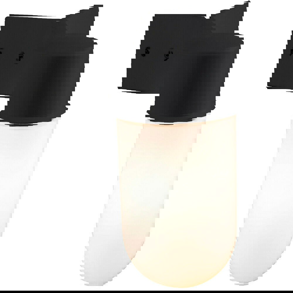 IP44 Outdoor Wall Light & Corner Bracket Black White Long Glass Shade E27 Lamp Loops