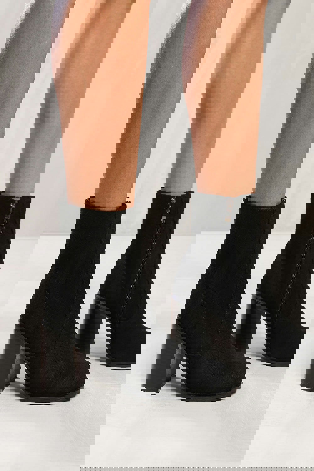 Where's That From Wren Ankle Boot With Chunky Heel and Side Zip in Black Suede