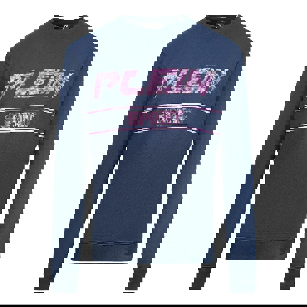 Plein Sport Purple Bold Logo Jumper - Navy Blue