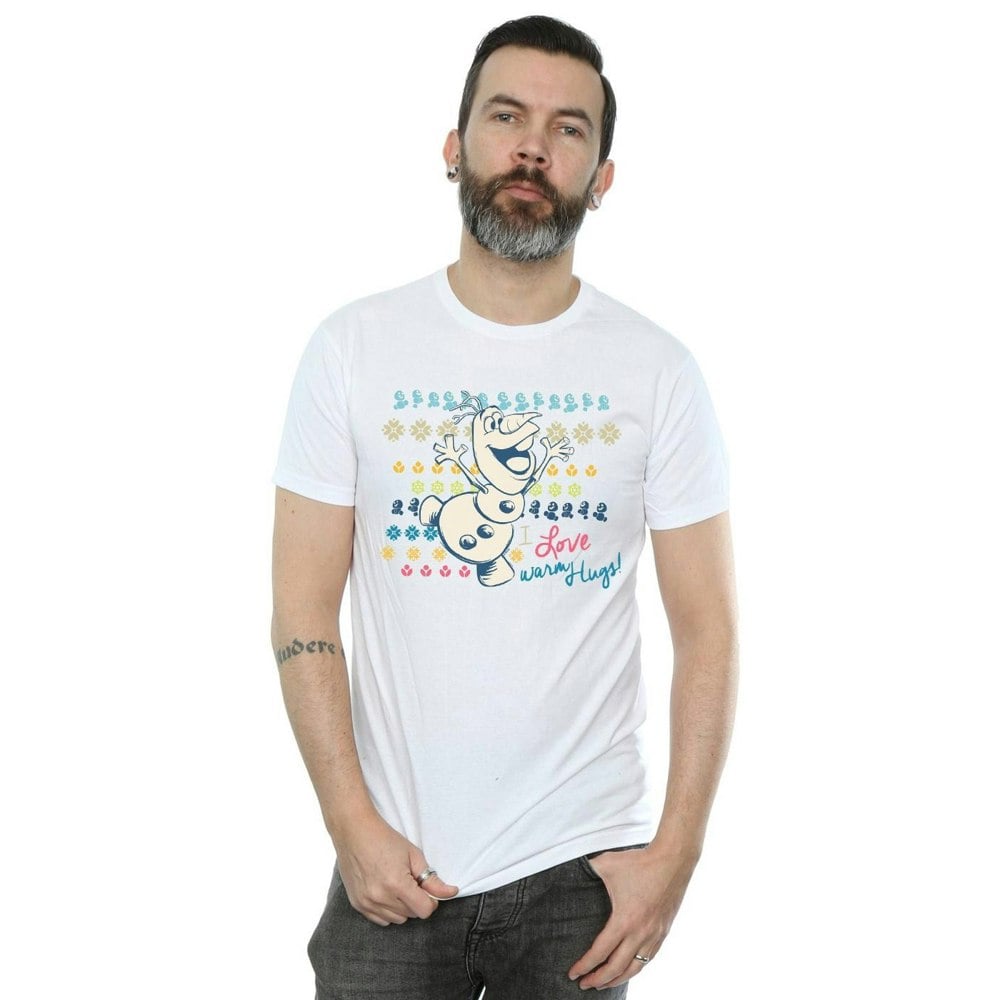 Disney Mens Frozen I Love Warm Hugs T-Shirt - White