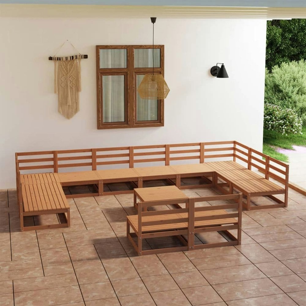 Berkfield 13 Piece Garden Lounge Set Solid Pinewood