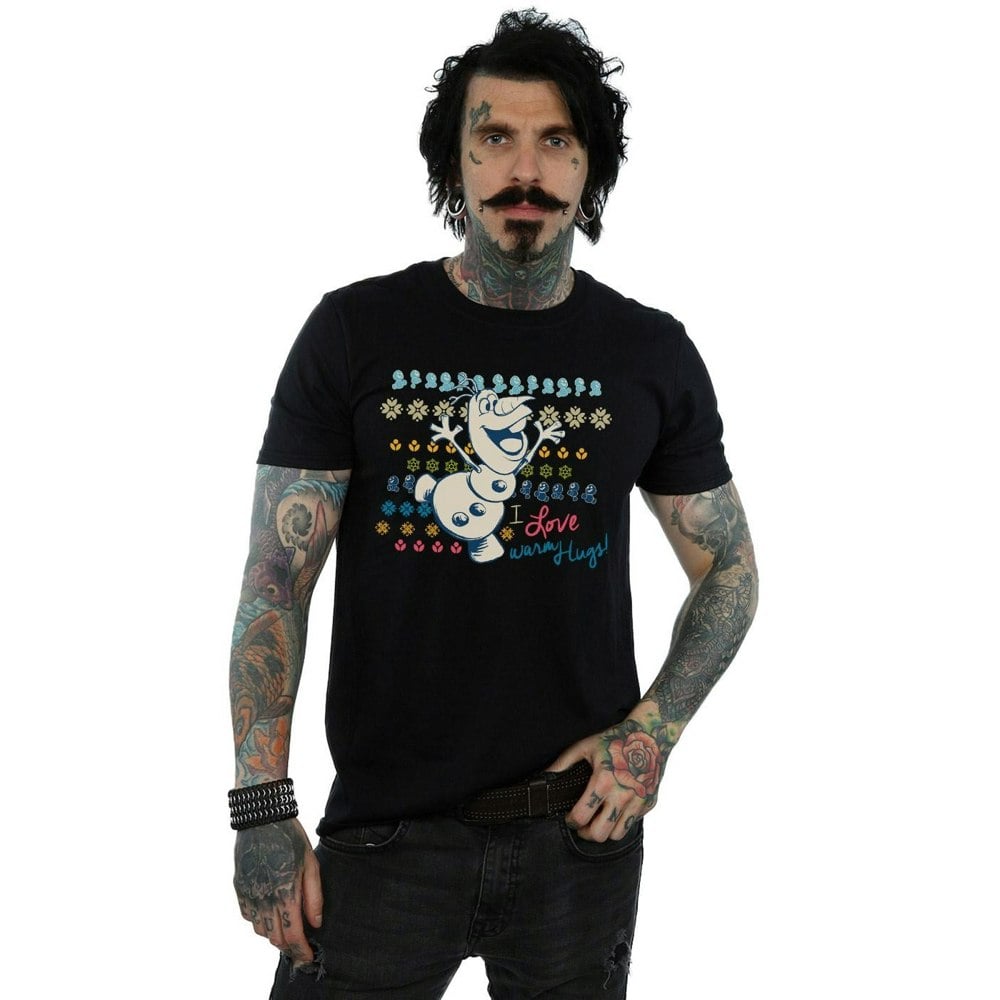 Disney Mens Frozen I Love Warm Hugs T-Shirt - Black
