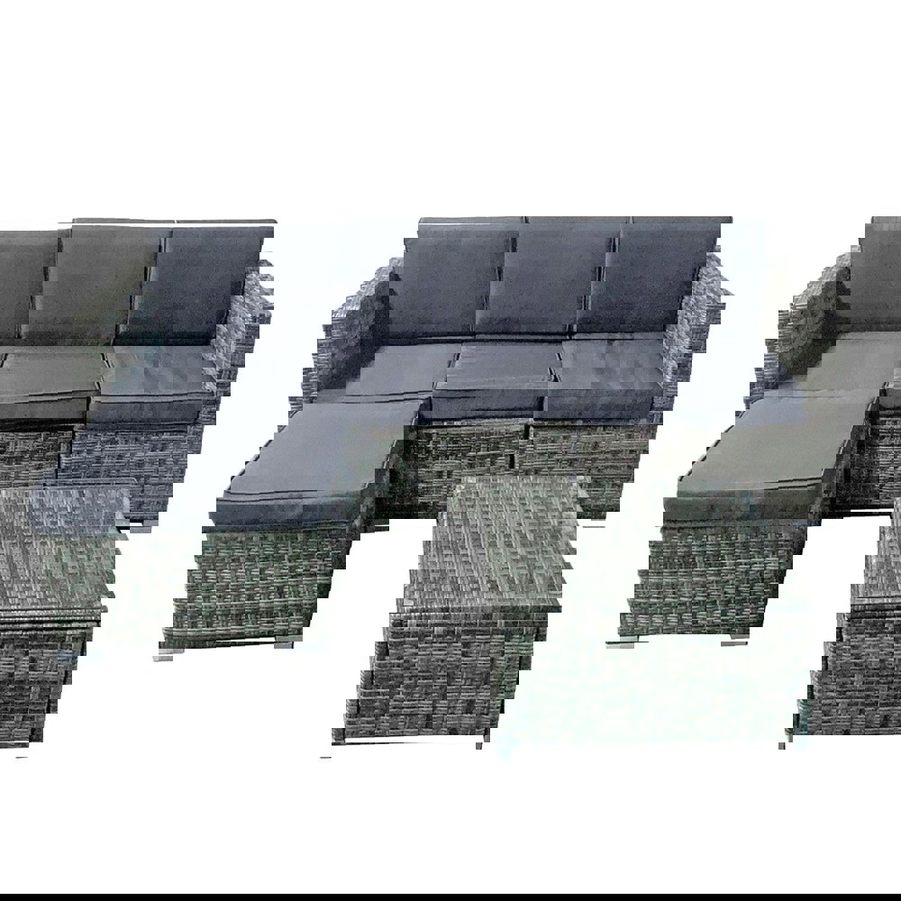 Oseasons Trinidad KD Rattan 4 Seat Modular Chaise Lounge Set in Grey