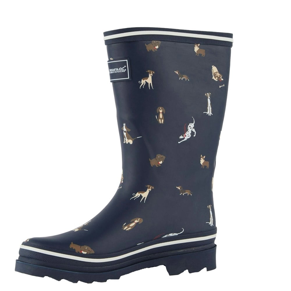 Regatta Womens Amelia Dogs Wellington Boots - Navy