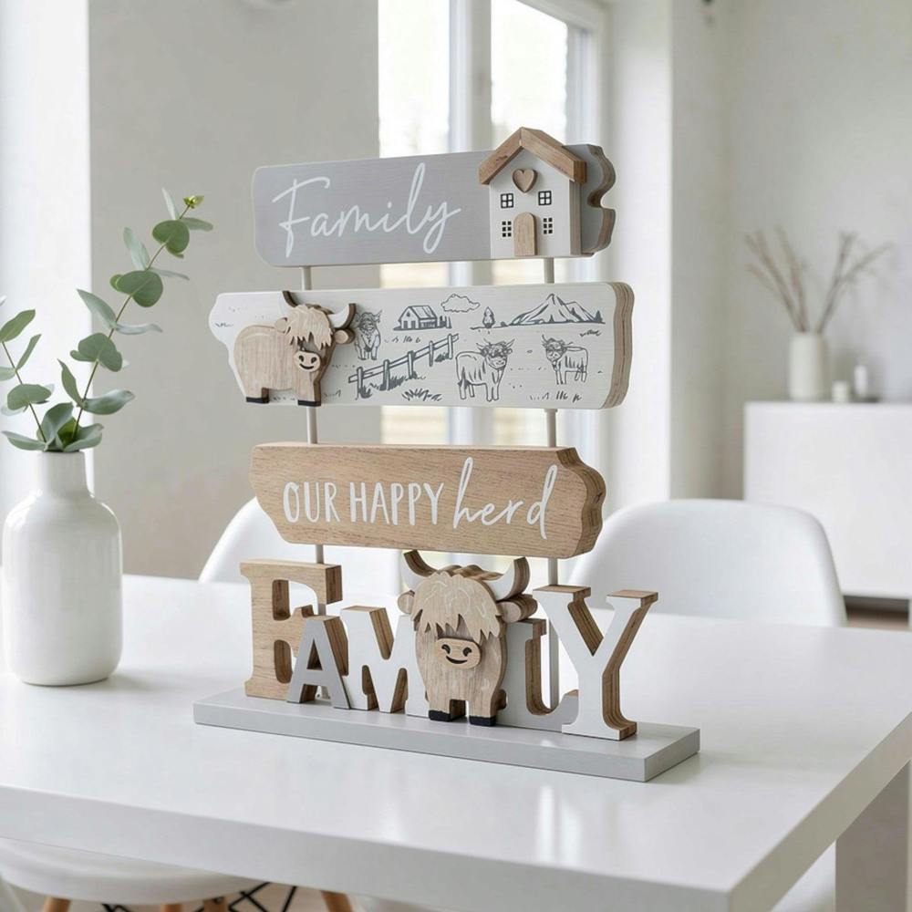 Garden Greatness Highland Cow Tiered Family Plaque