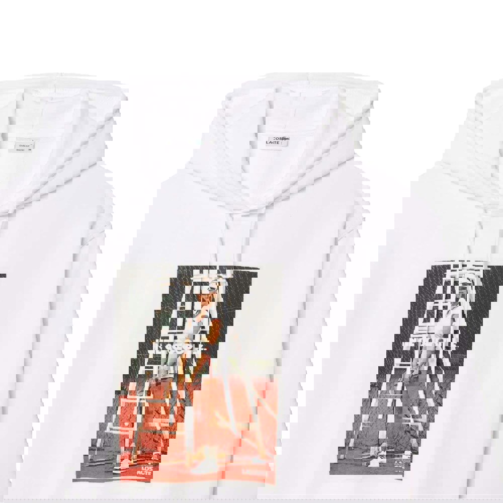 Lacoste Womens/Ladies Print Oversized Hoodie - White