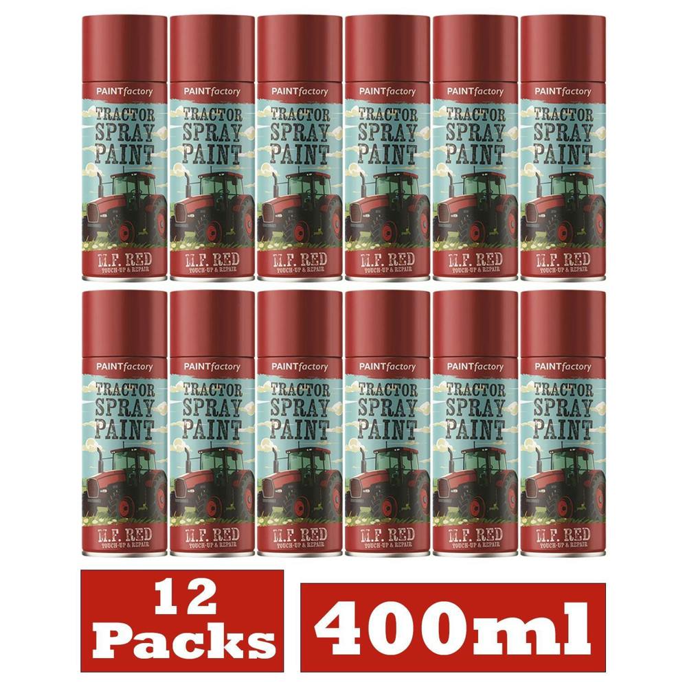 Paint Factory 12X - Tractor Spray Paint Massey Ferguson Red 400ml