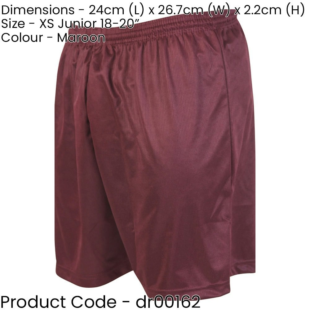 XS - MAROON Junior Sports Micro Stripe Training Shorts Bottoms - Unisex Football