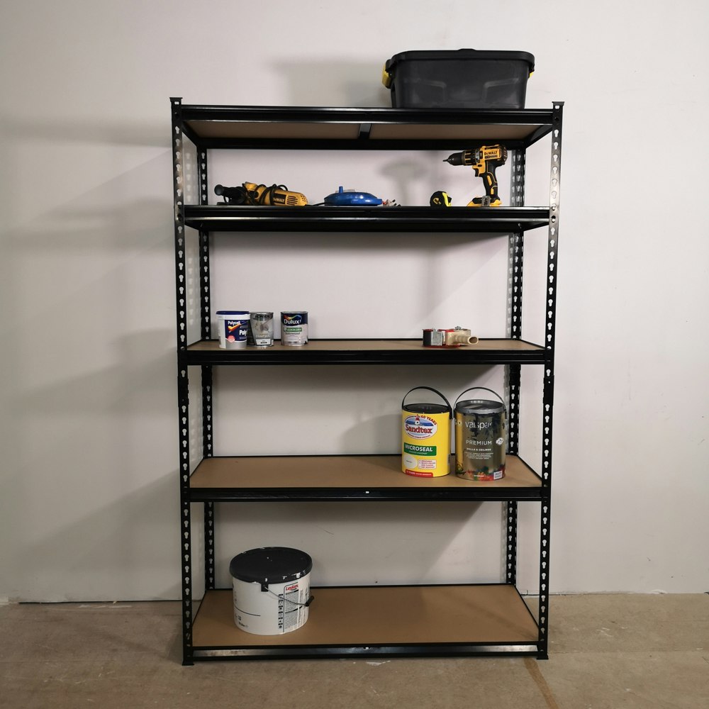 Set Of 2 Garage Shelving 90cm Wide & 180cm High Heavy Duty 5 Tier Multipurpose Metal Racking Unit / Warehouse Shelving Storage - Groceries - View #2