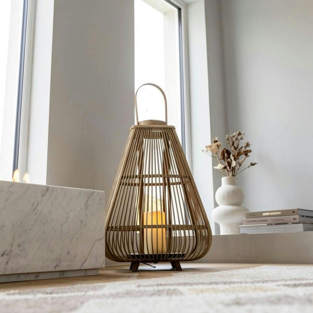 Garden Greatness Extra Large Natural Bamboo LED Lantern