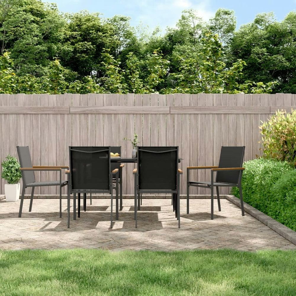 Berkfield 7 Piece Garden Dining Set Black Textilene and Steel