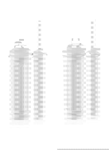Rozi White Waste Bin & Toilet Brush Set