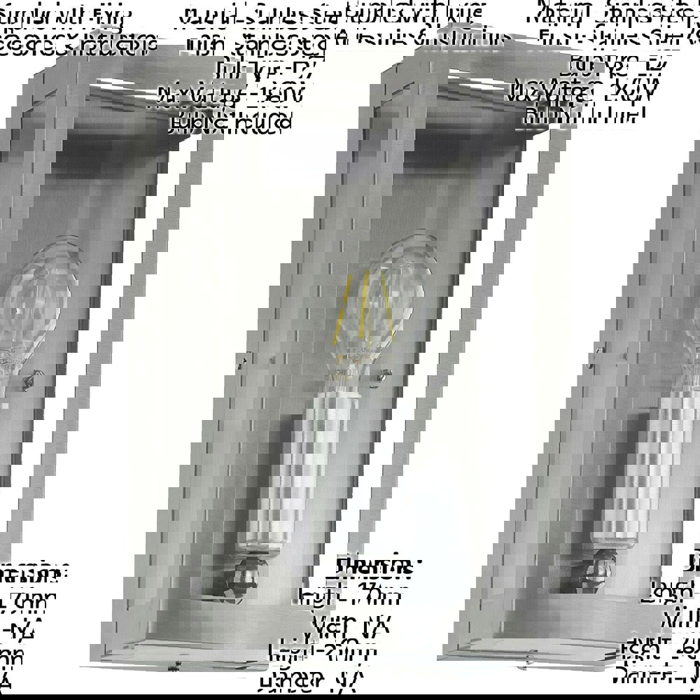 IP44 Outdoor Wall Light Stainless Steel Box 1 x 60W E27 Bulb Porch Lamp Loops