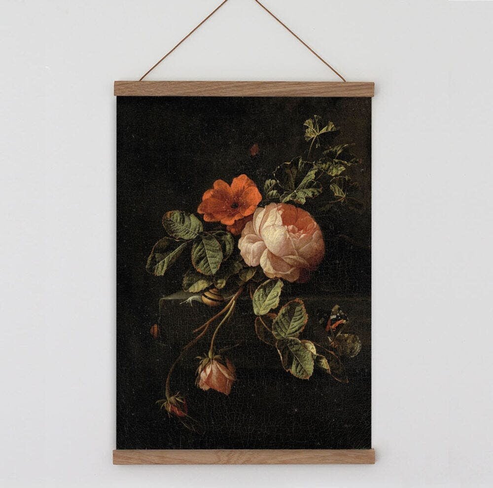Love Frankie Vintage Old Dutch Rose Floral Wall Hanging