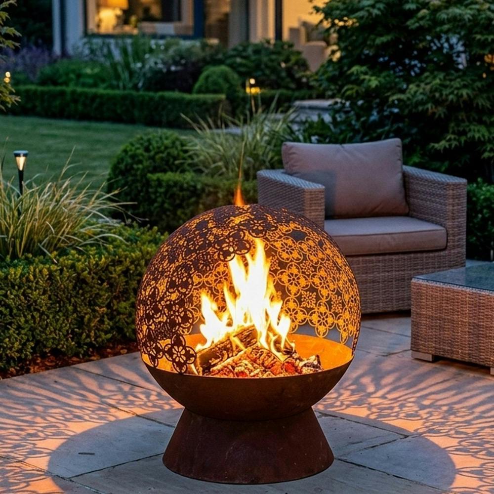 Garden Greatness Damasque Hand Welded Moorish Steel Fireglobe