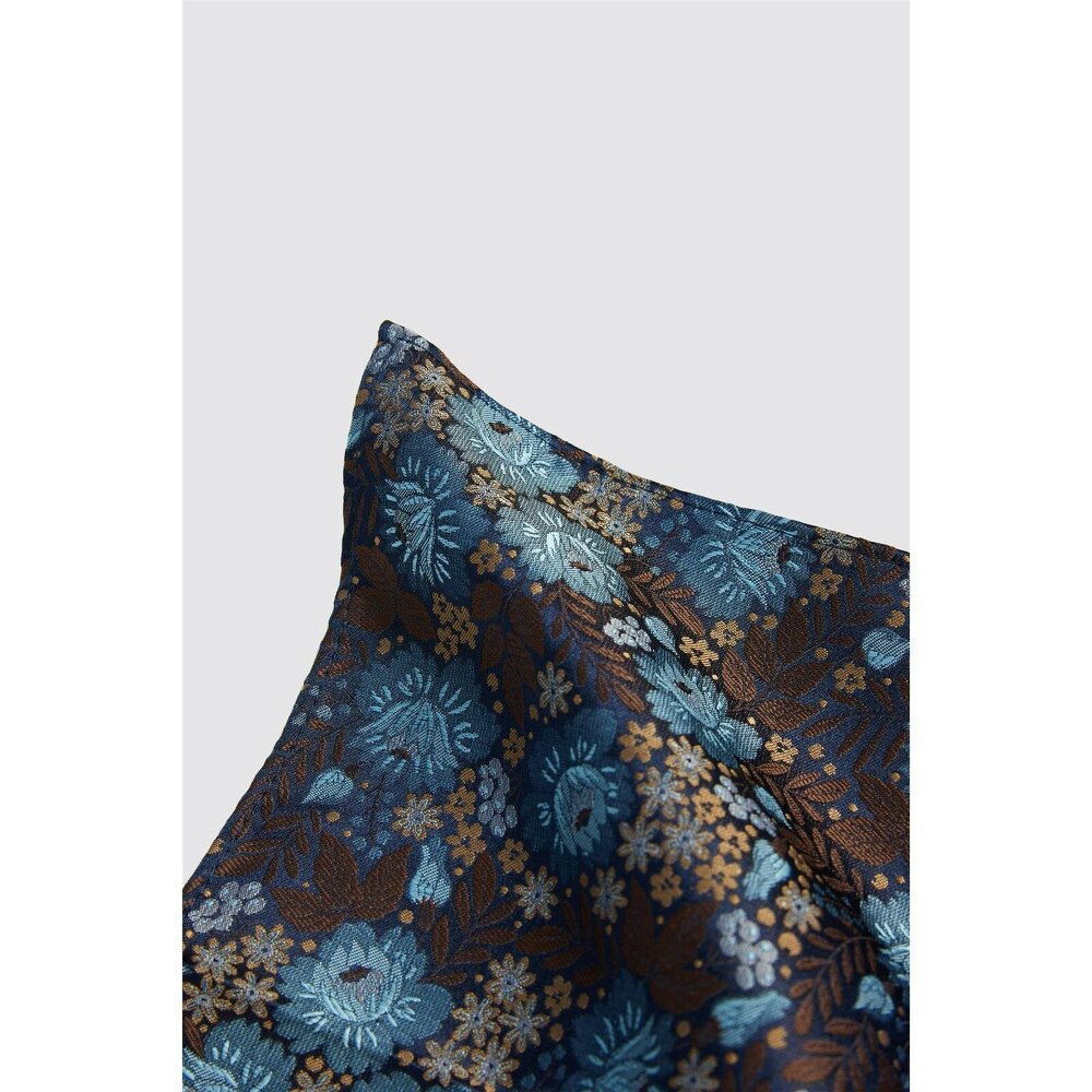 Antique Rogue Blue Winter Floral Pocket Square