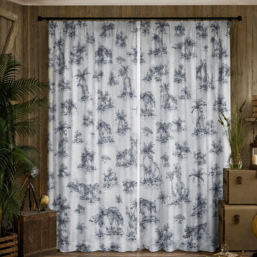 Smart Living Safari Curtain - Grey - 66"x72"