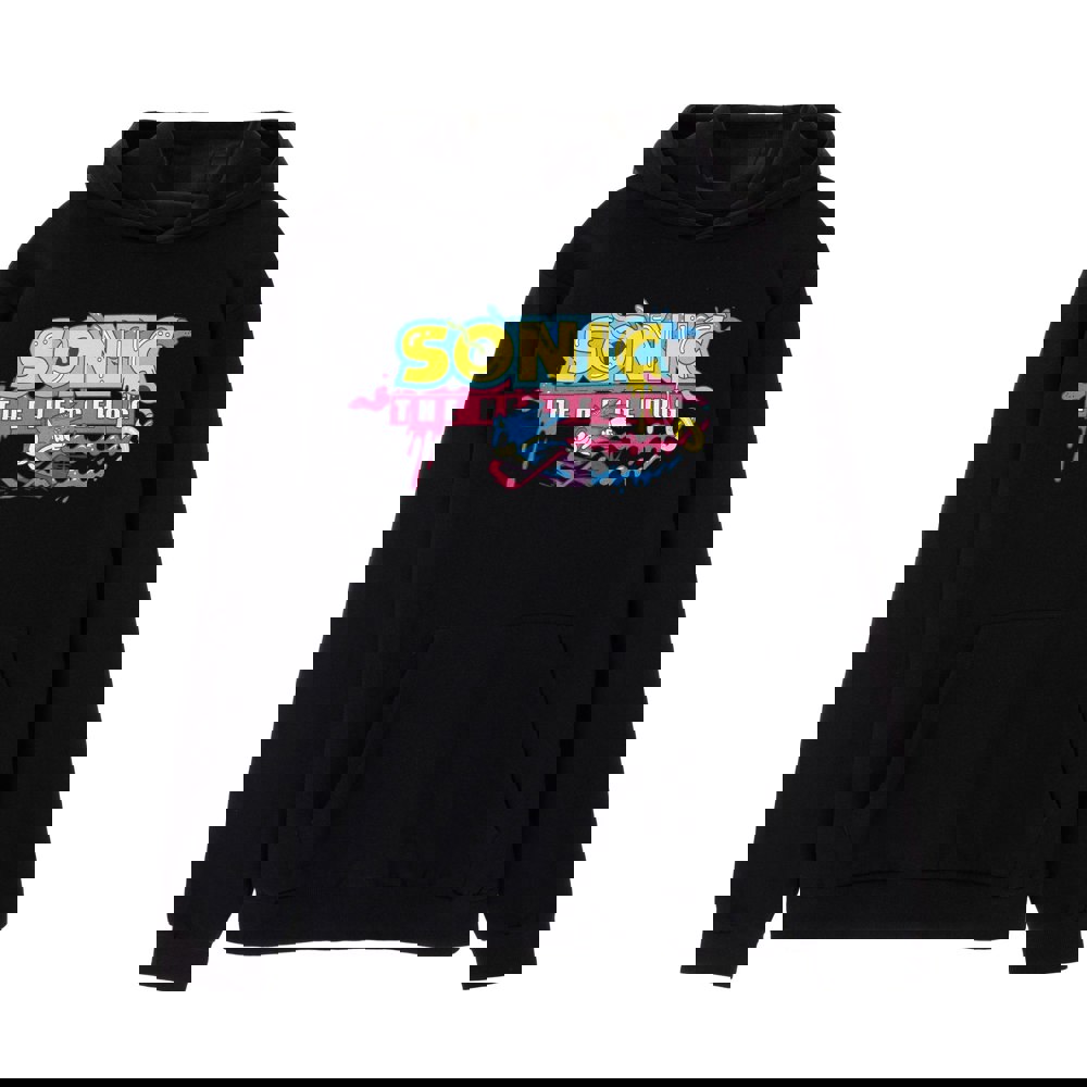 Sonic The Hedgehog Mens Psychedelic Logo Hoodie - Black