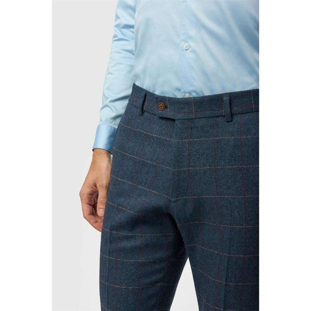 Antique Rogue Tailored Fit Ezra Blue Check Tweed