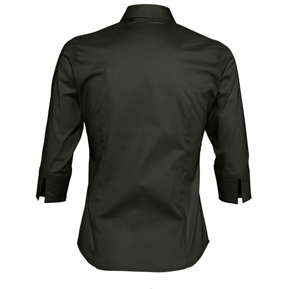 SOLS Womens/Ladies Effect 3/4 Sleeve Fitted Work Shirt - Black