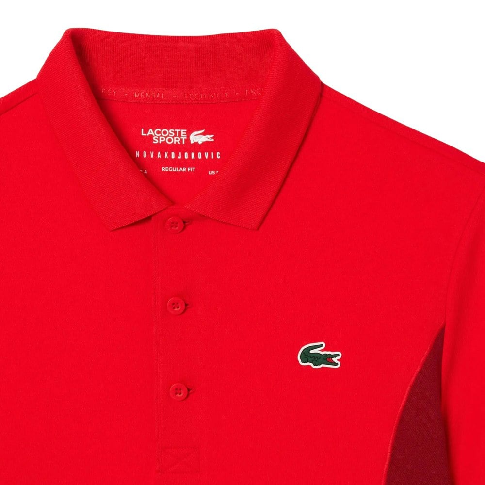 Lacoste Mens Novak Djokovic Fan Regular Tennis Polo Shirt - Red