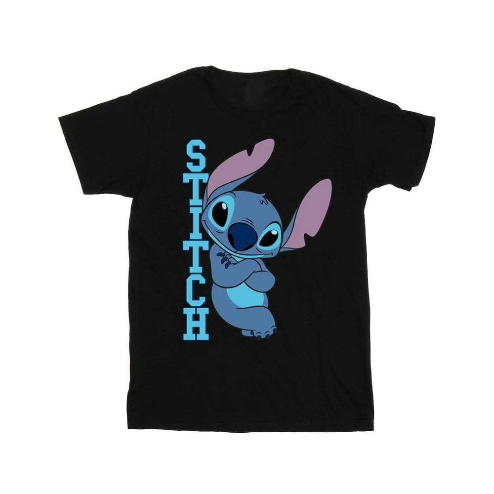 Disney Womens/Ladies Lilo And Stitch Posing Cotton Boyfriend T-Shirt - Black