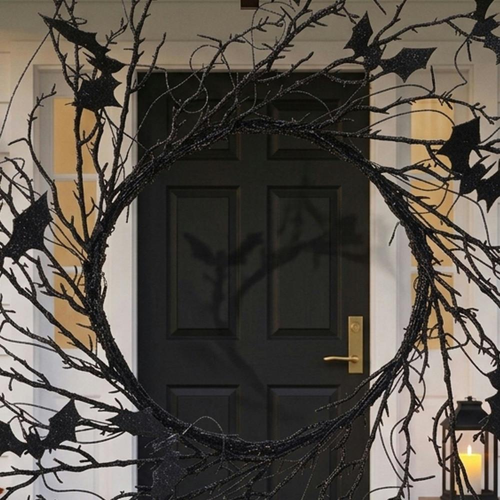 Garden Greatness Gothic Halloween Bat Silhouette Wreath