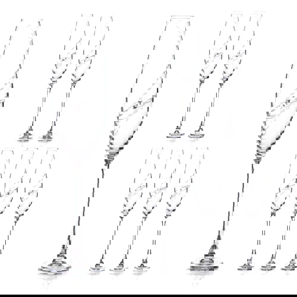 Diamante Allure Crystal Champagne Flutes Adorned with Swarovski® Crystals - Set of 6
