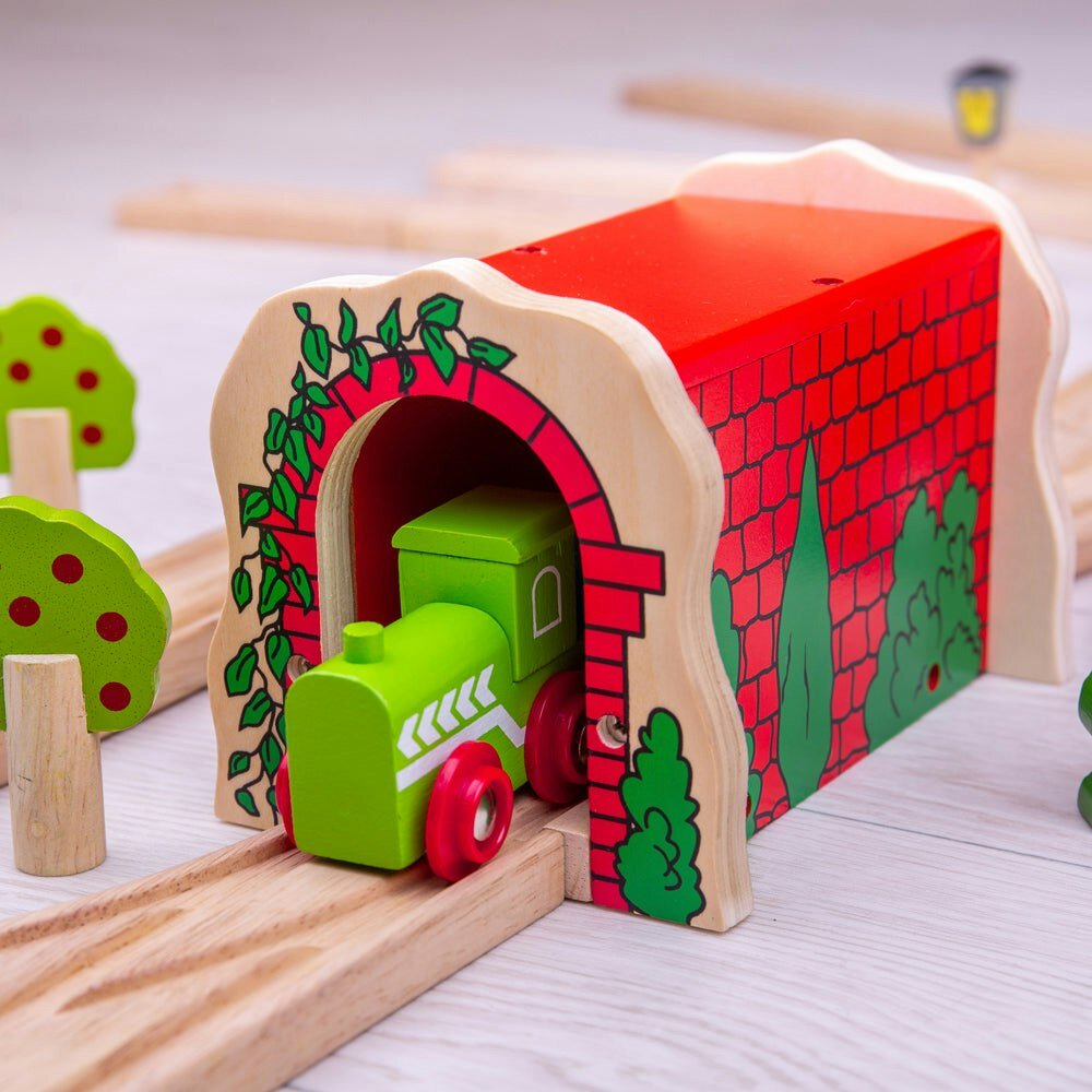 Tunnel En Bois Bigjigs Rail - Brique Rouge, 14.2cm | Compatible Marques De Train En Bois