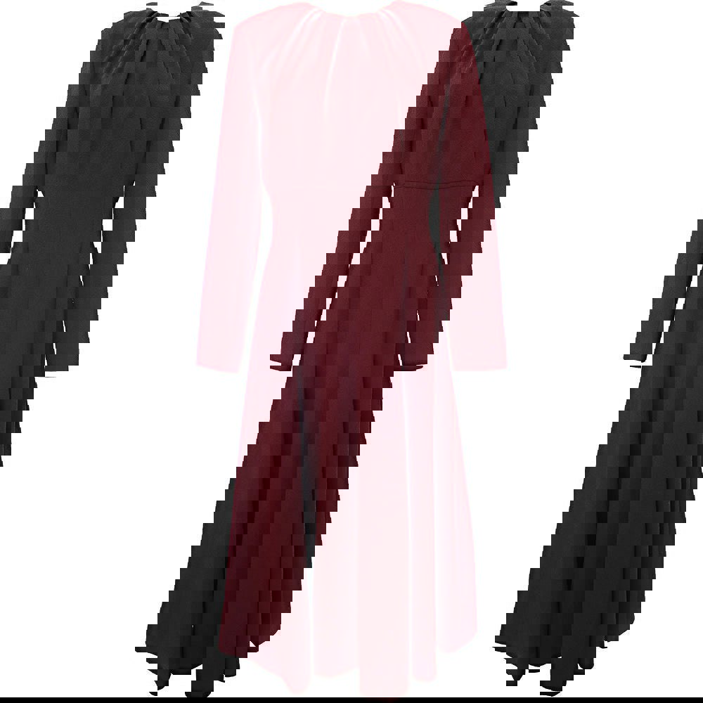 Emilia Wickstead Womens Belgium Bonotto Double Crepe Ls Gathered Rd Nk Midi Dress W Flared Skirt in Red