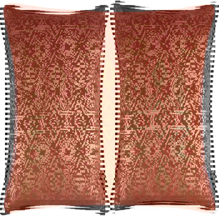 Paoletti Tayanna Velvet Metallic Cushion Cover - Brick Red