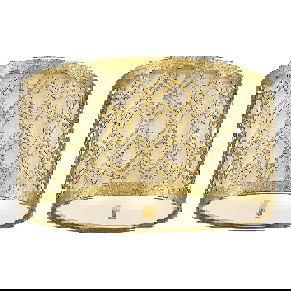 2 Bulb Flush Light Low Ceiling Distressed Gold LED E27 75W Bulb Loops
