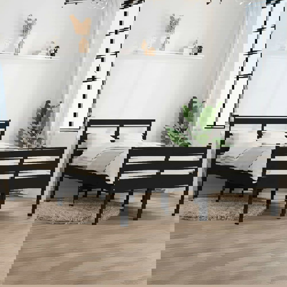 Berkfield Bed Frame Black Solid Wood 120x200 cm