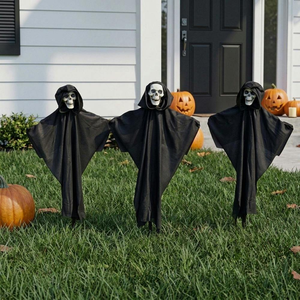 Garden Greatness 3 Pack Eerie Skull LED Halloween Stake Lights