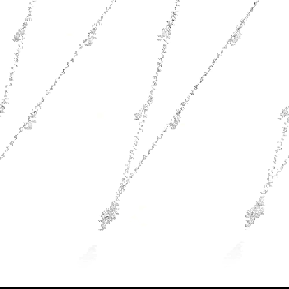 162N0034019 Diamond Flowers Choker Charm Necklace in 9ct White Gold 1