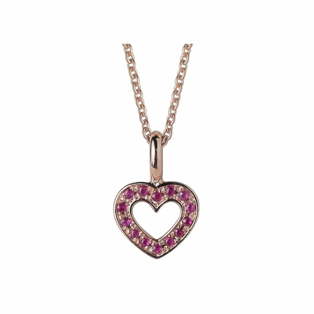 266P022801925 Gemondo Rose Gold Plated Sterling Silver Ruby Heart Pendant 1